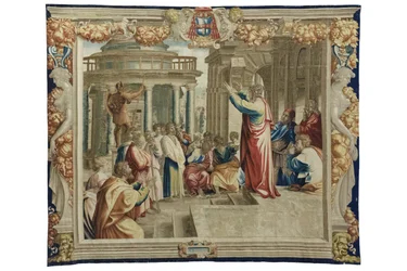 Sankt Paulus predikar för atenarna, ca 1630 (gobeläng på teckningar av Raphael)