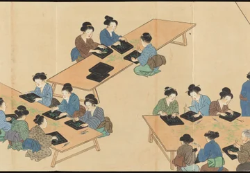 Illustrationer av teproduktionen i Uji