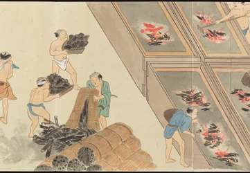Illustrationer av teproduktionen i Uji