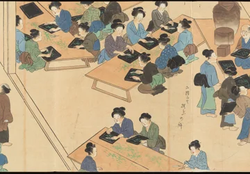 Illustrationer av teproduktionen i Uji