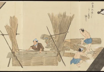 Illustrationer av teproduktionen i Uji