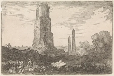 Landskap med två obelisker och "Torre delle Militia" Arkadiska landskap (serietitel)