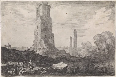 Landskap med två obelisker och "Torre delle Militia" Arkadiska landskap (serietitel)