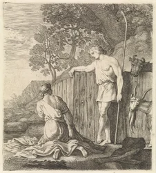 Washerwoman och herde vid en bäck