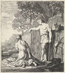Washerwoman och herde vid en bäck