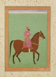 A Mughal Amir on Horseback, ca 1670-80, från Large Clive Album
