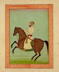 A Mughal Noble on Horseback, ca. 1790, fra Large Clive Albumswed