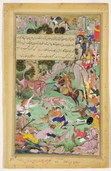 Akbar jagar tiger nära Nawar, Gwalior år 1561