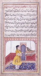 Khujista pratar med papegojan, ca. 1580