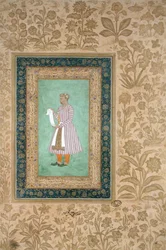 Porträtt av Murtaza Khan som håller en rulle, ca 1610 (gouache på pergament)