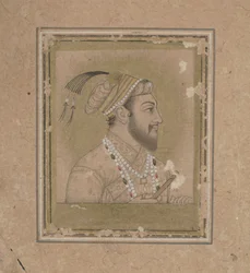 Porträtt av Shah Jehan, ca 1600-talet (bläck med akvarell och guld)