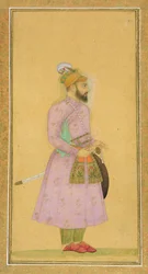 Stående figur av en Mughal-prins, från Small Clive Album, c.1630-40 (gouache & wc på papper)