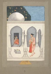 Muhammad Faqirullah Khan En kvinna besöker en saivitisk helgedom, ca 1750 (gouache på papper)