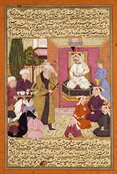 Shah "Abbas på väg mellan Sherwan och Azerbajdzjan, tar emot Sher Shah, ca 1688