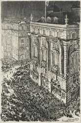 Piccadilly Circus, aftonen före Georg VI:s kröning