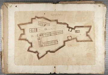 Portfölj med teckningar av Mutio Oddi från Urbino och andra - Port of Fuentes, c.1635-40 (penna och bläck på papper i inbunden volym)