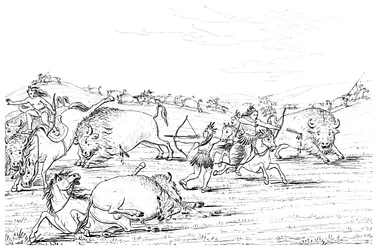 Indianer som jagar buffel, 1841.
