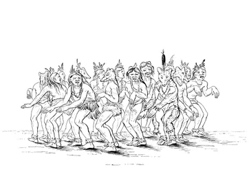 Sioux-stammen utför en björndans, 1841.