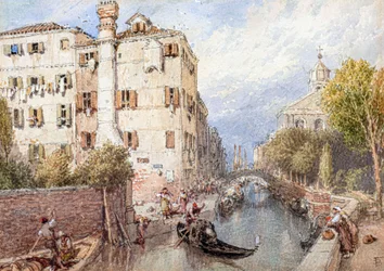 En sidokanal i Venedig (akvarell)
