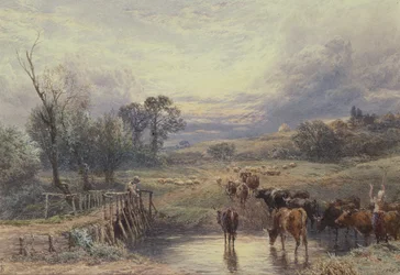 Landskap med boskap och bro, 1800-talet