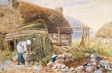 Washing Day at Balmarcara, ca 1860 (akvarell på papper)