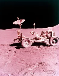 Det första Lunar Roving Vehicle, Apollo 15, juli 1971.