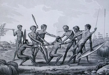 Port Jackson, New Holland: Aboriginal pre-marriage ceremoni, från 