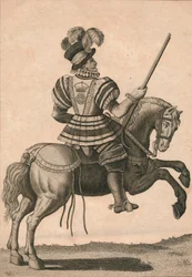 A Yeoman of the Guard, deltar i Queen Elizabeth on a Progress, c1800.