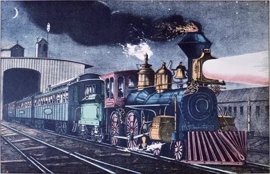 The Night Express, ca 1860 (färg litho)