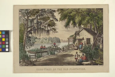 Good Times On The Old Plantation (handfärgad litografi)