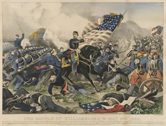 Slaget vid Williamsburg, Virginia den 5 maj 1862 (färglitografi)