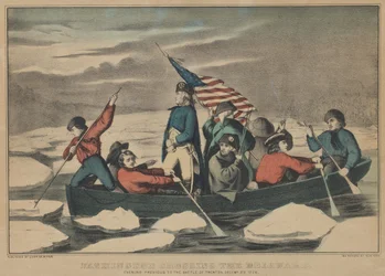 Washington korsar Delaware kvällen före slaget vid Trenton, 5 december 1776