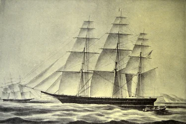 Currier & Ives Illustration 1800-talet. Clipperskeppet Hurricane