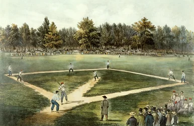Det amerikanska nationalspelet baseboll - Stor match på Elysian Fields, Hoboken, New Jersey, 1866