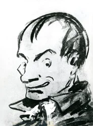 Karikatyr av Charles Baudelaire (1821-67) (penna på papper) (s/v foto)