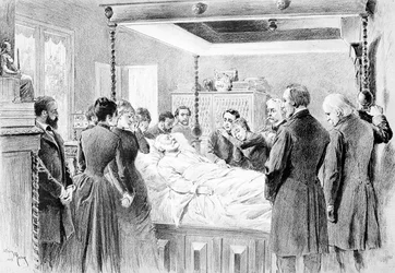 Victor Hugos sista ögonblick (1802-85) 22 maj 1885, graverad av Adrien Marie (1848-91) 1885