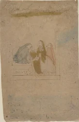 En dam med skötare, ca. 1775-80.