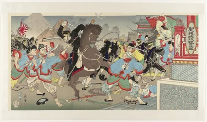 Attacken mot Jiuliancheng i Manchuriet Shinkoku Kûrenjô kôgeki no zu