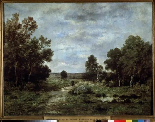 ""Höstlandskap i Fontainebleau"" (Höst ​​i Fontainebleau) Målning av Narcisse Virgilio Diaz de la Pena (1807-1876) 1872 Pushkin-museet, Moskva