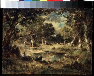 ""Skogslandskap"" (skogsträsk) Målning av Narcisse Virgile Diaz de la Pena (1807-1876) 1870 Pushkin Museum, Moskva