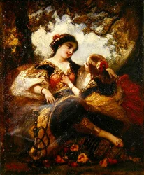 Turkisk mor och barn, ca 1844-60 (olja på kompositionstavla)