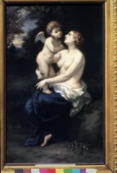"Venus håller Amor i knäet" (Venus med Amor i knäet). Målning av Narcissus Virgilio Diaz de la Pena (1807-1876) Pushkin Museum of Fine Arts från 1800-talet, Moskva