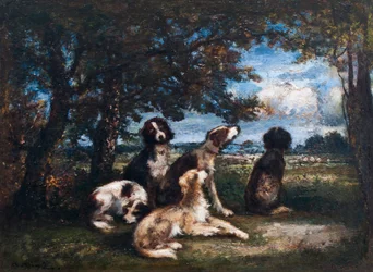 Hundar i Fontainebleauskogen (olja på pannå)
