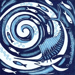 Sailfish, 2010 (träsnitt i färg)