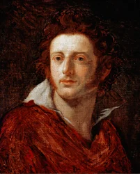 Porträtt av den italienske poeten och dramatikern Ugo Foscolo (1778-1827) Målning av Natale Schiavoni (1777-1858) 1800-talet Florens, Galleria d