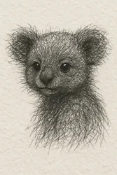Söt teckning av en babykoala