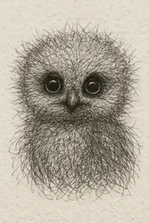 Söt, fluffig uggleunge