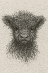 Fluffig svart kalv