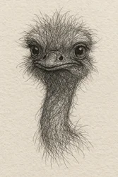 En trevlig skiss av en emu