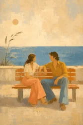 Ett nostalgiskt par vid havet